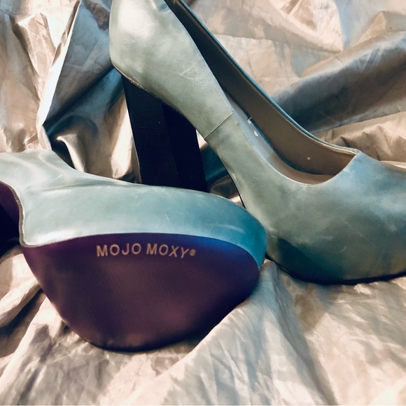 Mojo Moxy blue leather platform block heels! - Picture 1 of 6
